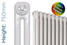 DQ-MD2-750-TH - DQ Modus 2 Column Horizontal Radiator H750mm x W1128mm DQ-MD2-750-TH - DQ Modus 2 Column Horizontal Radiator H750mm x W1128mm